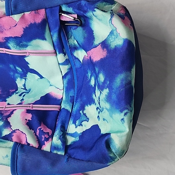 Lands End Tie Dye Blue Pink Aqua Backpack Girls Boys School Travel - Picture 3 of 16